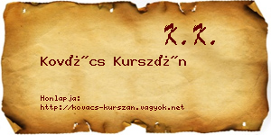 Kovács Kurszán névjegykártya